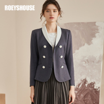 Rocoat Temperament Splicing Commuter Suit Short Coat Woman New Agnostic Dark Grey Sashimi Vocational West Suit 03073