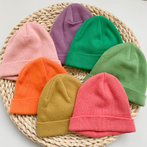 Korean Baby Hat Spring Autumn Season Mens Boy Pure Cotton Autumn Winter Wool Cord Hat Baby 0-1-3 Year Old Pure Color Knit Cap