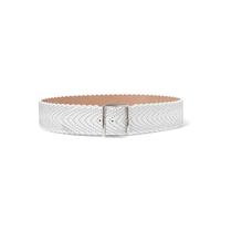 Classic] Alaia Female White Silver Beaded Rivet Leather Metal Buckle Belt NET-A-PORTER