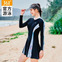 361-degree long-sleeved swimsuit womens one-piece conservative skirt to cover the belly and show thinness 2021 new hot spring large size swimsuit