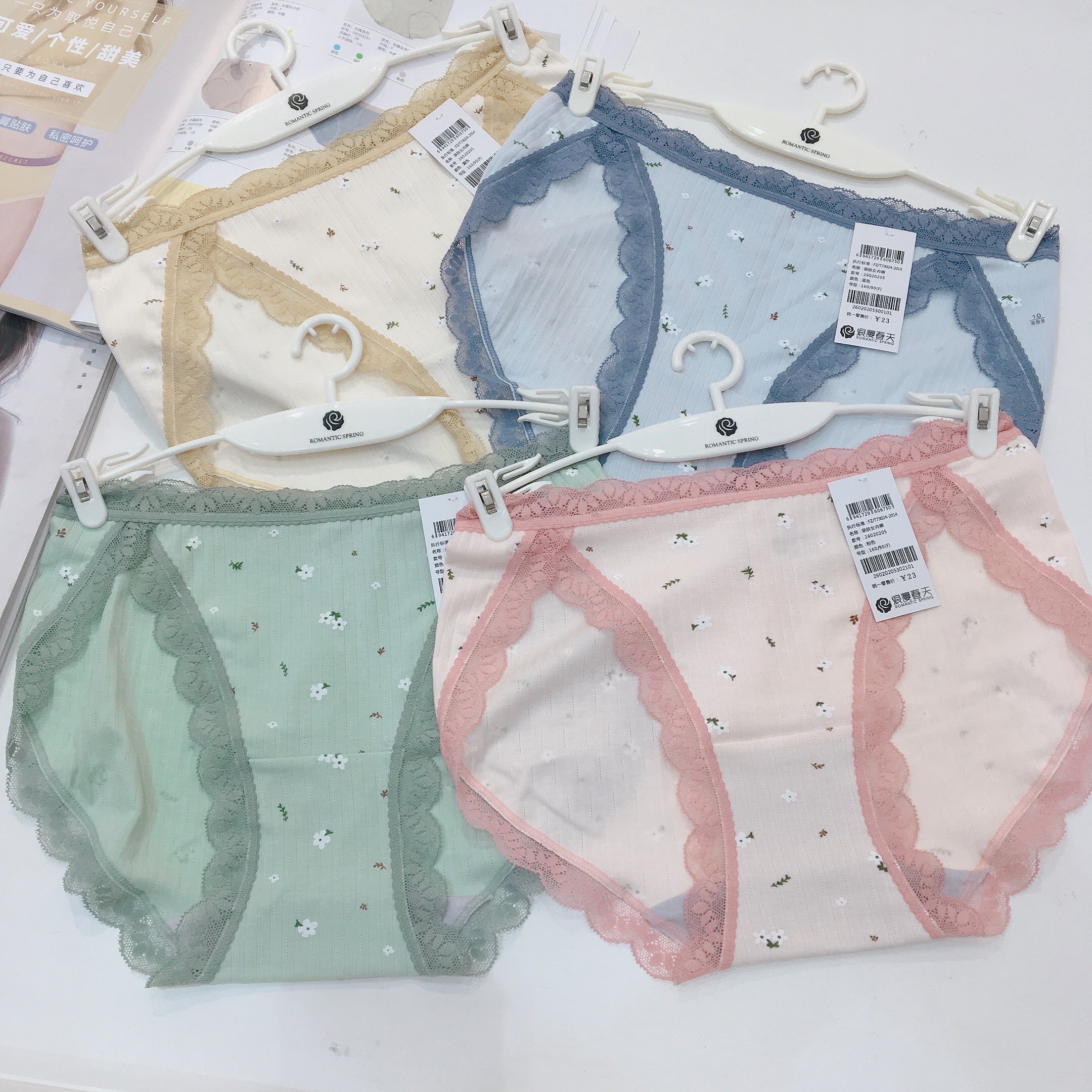 Romantic Spring 26020205 Pure Cotton Skin-Friendly Lace Printing Comfortable Breathable Package Buttocks Physical Store Underpants