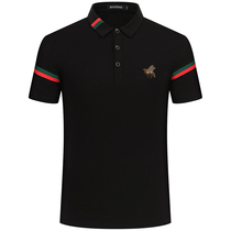 Mercerized cotton short sleeve T-shirt mens lapel polo shirt little bee embroidery cotton slim size tide dress
