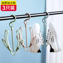 Home multifunctional hanging shoes storage rack outdoor balcony windproof shoes artifact double hook shoes drying rack
