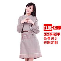 Thousand bird grid apron overalls adult female male home clothing kitchen long sleeve waterproof and oil-proof anti-dressing printing advertisement l