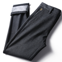 Quality Business Gentleman Warm plus velvet scrub anti-wrinkle fabric Autumn and winter men Business casual straight casual pants