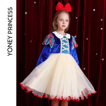 Yongli girls snow white princess dress childrens puffy gauze skirt long sleeve autumn dress foreign velvet dress childrens skirt