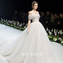 Mantingfang (Uyuni white)one-shoulder wedding dress 2021 new bride female trailing super fairy simple main wedding dress