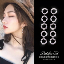 Earrings female long temperament Korean Net red senior earrings 2021 New sterling silver anti-allergic ear decoration tide