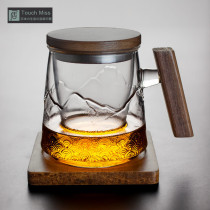 Touch Miss glass mug heat-resistant tea separation tea cup with inner liner with lid handle creative office Cup