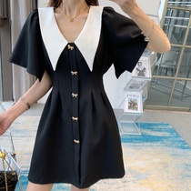 Xin Tong custom womens clothing victory clothing with the same summer women 2021 waist fashion simple temperament shawl small black dress