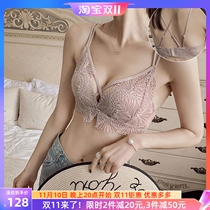 CBW large size thin underwear womens no steel ring bra set sexy gather small breasts close breasts beautiful back breathable