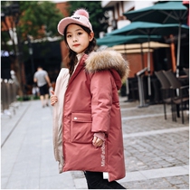 Next win girl down jacket thickened 2021 new childrens clothing long foreign style childrens white duck down coat tide