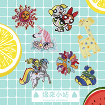 Cute cartoon cloth stickers flying sky policewoman clothes patch large children fill hole clothes self-adhesive no trace repair