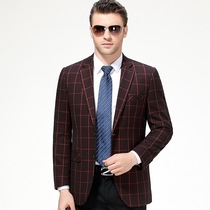 2020 Mens Suit Spring and Autumn Fashion Casual Middle-aged Wool Single Suit Boutique Plaid Jacket