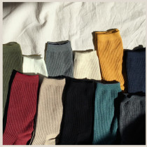 LET ME SEE autumn and winter cotton piling socks in cross stockings sports socks ins tide men and women vertical bar solid color thin