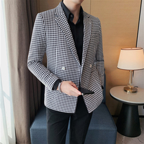 Glue suit male spring autumn Britannice wind coat skeptical mens fashion business leisure Single West coat