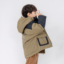 Concoat boys down clothes winter dress new children dress with cap casual jacket baby down to the mens mid-length