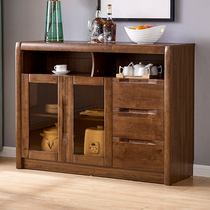 New Chinese style sideboard semi-solid wood cupboard storage cabinet dining room preparation cabinet living room tea cabinet modern walnut color
