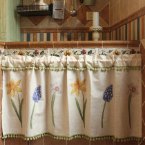 Bzd131 American country cotton linen curtain half curtain curtain short curtain kitchen curtain