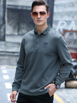 Middle-aged long sleeve T-shirt turning loose thick and generous man 2021 spring autumn new pure cotton autumn clothes polo jersey man