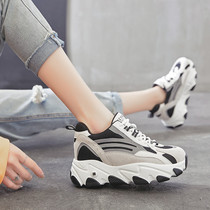 Joker daddy shoes women 2020 Spring ins Inner height sports casual shoes women lace up single shoes round head X0308