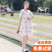 Pregnant women summer clothes loose version of the dress net red summer suit fashion top skirt trendy mom personality out