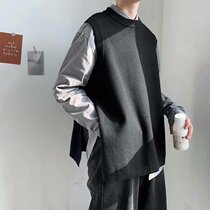 Autumn chic Korean version of the trend round neck sweater vest retro solid color college style sleeveless waistcoat sweater vest