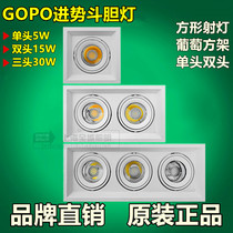 Square spotlight Downlight LED bucket light double head spotlight recessed grille single head three head extraordinary forward GOPO