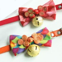 New Years fortune pet traction collar) Gongxi fortune jewelry bow tie lettering identity brand cat dog