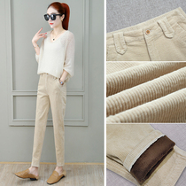 Thickened and rounder corduroy pants children autumn and winter 2021 New Joker Harlem pants loose and straight casual pants