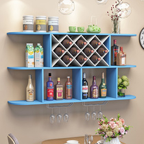 Solid wood wine rack storage rack wine cabinet wall wall decoration wine Lattice Diamond red wine grid creative small wine cabinet