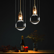 Simple luxury lamps at the bedroom of the model room at the bar counter of the modern designer hotel of the Nordic crystal chandelier