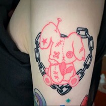 2) Chain love rabbit tattoo sticker Muppet patch rabbit tattoo sticker female Net red lasting flower arm ins