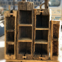 Solid wood floor bookcase indoor tea room household storage rack pastoral partition bookshelf tea red wine landing ancient shelf