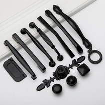 American dumb black handle modern minimalist cabinet wardrobe door handle European drawer round single hole small handle