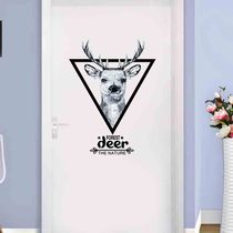 Nordic bedroom warm door sticker creative deer head wall sticker wallpaper self-adhesive room wardrobe refurbished decorations