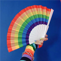 Japanese and Korean ins girl rainbow summer color bump disco cool fan student Harajuku style concave shape folding fan cool fan