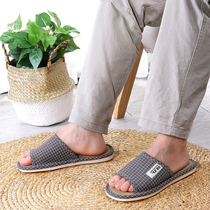 Return linen cotton slippers male spring and summer home bedroom non-slip indoor floor support shoes cute couple cool slippers male