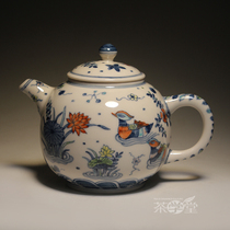 Taiwan Li Cunren Cunren Tang Antique hand-painted Doucai Mandarin Duck Water Teapot Ceramic Teapot