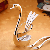 Fruit Fork Swan base thickened stainless steel fruit fork creative fork tableware storage base fruit insert shelf
