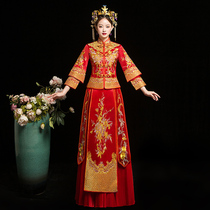 Show and dress The bride 2022 new Chinese wedding gown toast with a dress embroidered and a plus hypertrophy yard fat mm embroidered