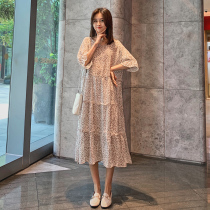 Maternity dress fairy super fairy 2021 summer new loose large size summer pregnant chiffon long dress tide mom