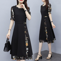 Fat Sister Covered long sleeves Dress With Slim Cover Belly Big Code Women Dress Slightly Fat Mm Straight Drum Dresses Summer Dress New