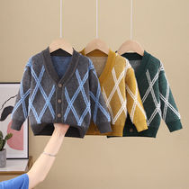 Baby Water Mink Suede Knitwear Cardiovert Children Cardiovert Autumn Winter Coat Infant Han Version Foreign Air Line Shirt Male and female sweaters