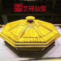 Yiming Xianyuan Golden Nan fruit plate mahogany round grid dried fruit plate Nanmu golden plate factory direct sales