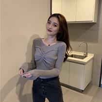 Vanya Lower-collar Sweater Autumn Winter Han Edition Fixed Butterfly and Fake Two Knitted Long Sleeves