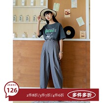 4 pieces of 6-fold spring clothes Japanese light and crisp suit pants slim and high toe casual plaid pants 2 color 3721