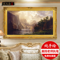 Yishuo American living room oil painting pure hand-painted landscape decoration painting European restaurant hanging painting murals Rocky Mountain scenery