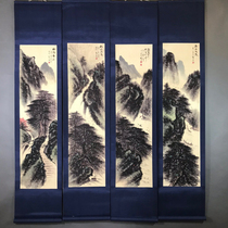 Retro antique Chinese painting old silk cloth framed quadruple mural hand-painted calligraphy and painting has been framed handwritten loose spring picture