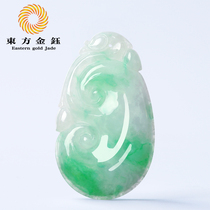 Oriental jinyu natural emerald pendant floating green A stock jade flower with ice glutinous seed jade Ruyi pendant female